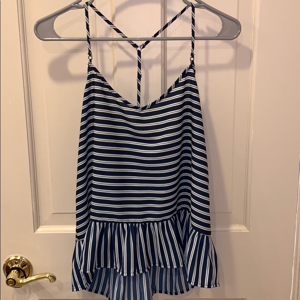 Abercrombie and Fitch Blue and White Striped Top